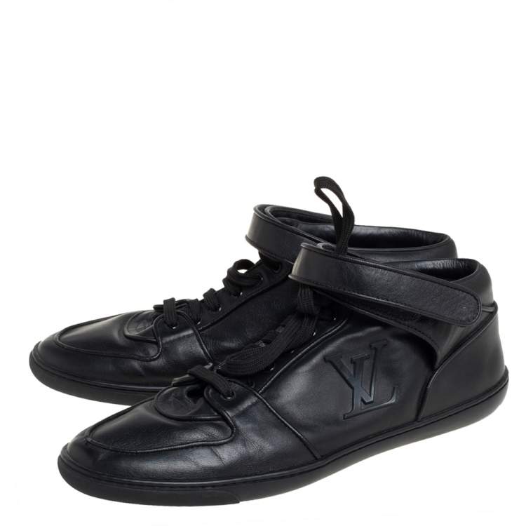 Pre Owned Louis Vuitton Black  Leather Vintage Velcro Strap Sneaker Size 38.5