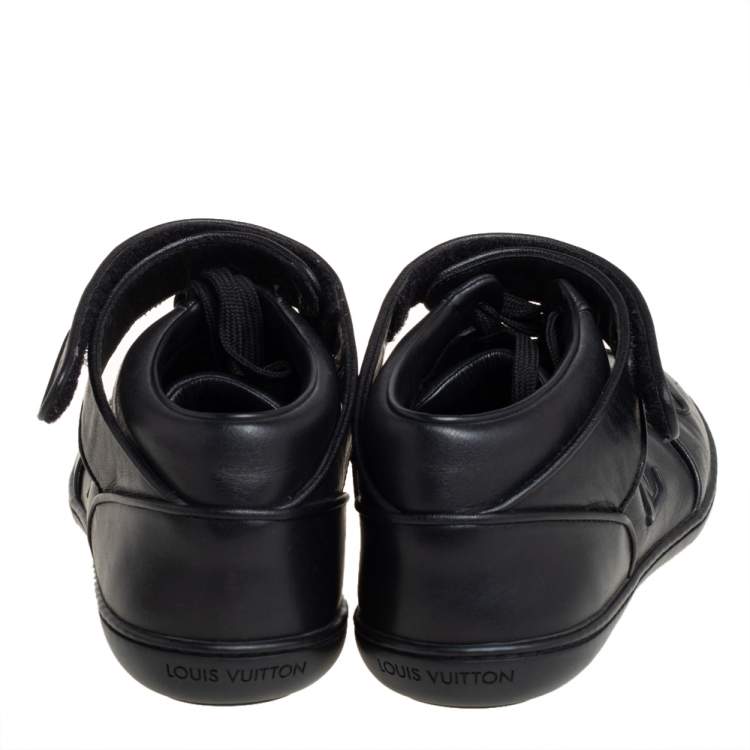Pre Owned Louis Vuitton Black  Leather Vintage Velcro Strap Sneaker Size 38.5