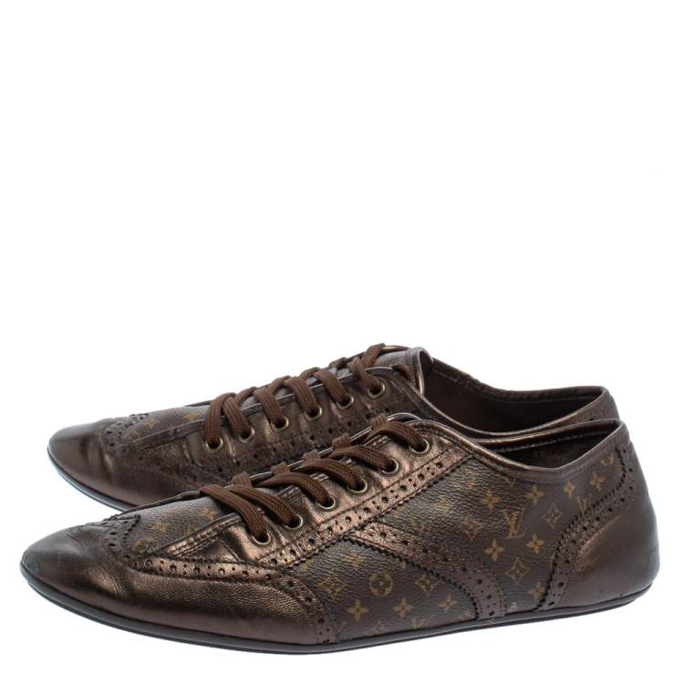 Pre Owned  Louis Vuitton Brown Monogram Canvas and Leather Lyrics Low Top Sneakers Size 41
