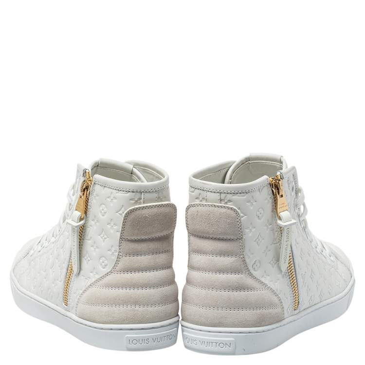 Pre Owned Louis Vuitton White Monogram Empreinte Leather Punchy High Top Sneakers Size 38