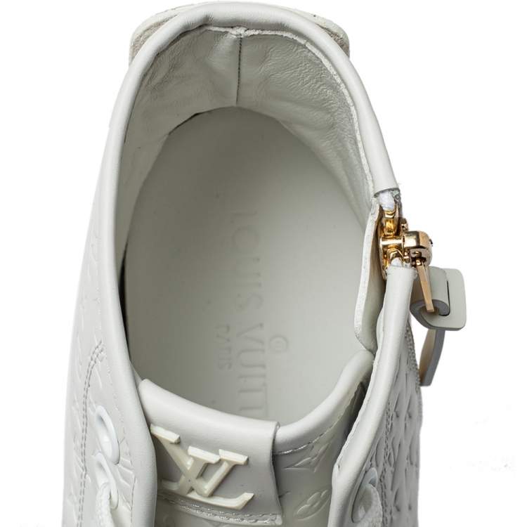 Pre Owned Louis Vuitton White Monogram Empreinte Leather Punchy High Top Sneakers Size 38