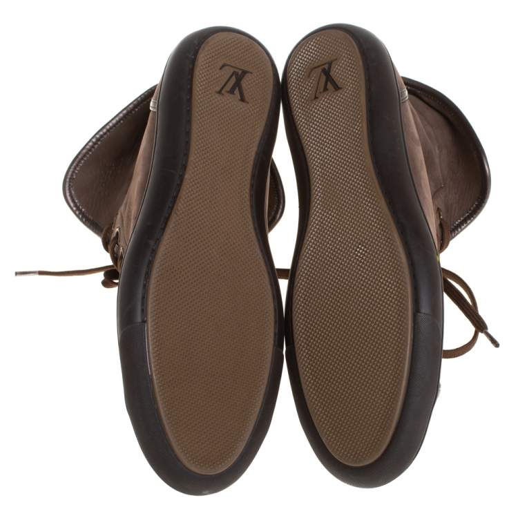 Pre Owned Louis Vuitton Brown Monogram Canvas & Leather Brea Sneaker Boots Size 38