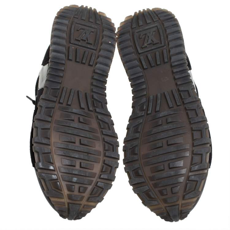 Pre Owned Louis Vuitton Black Suede And Mesh Run Away Lace Up Sneakers Size 37