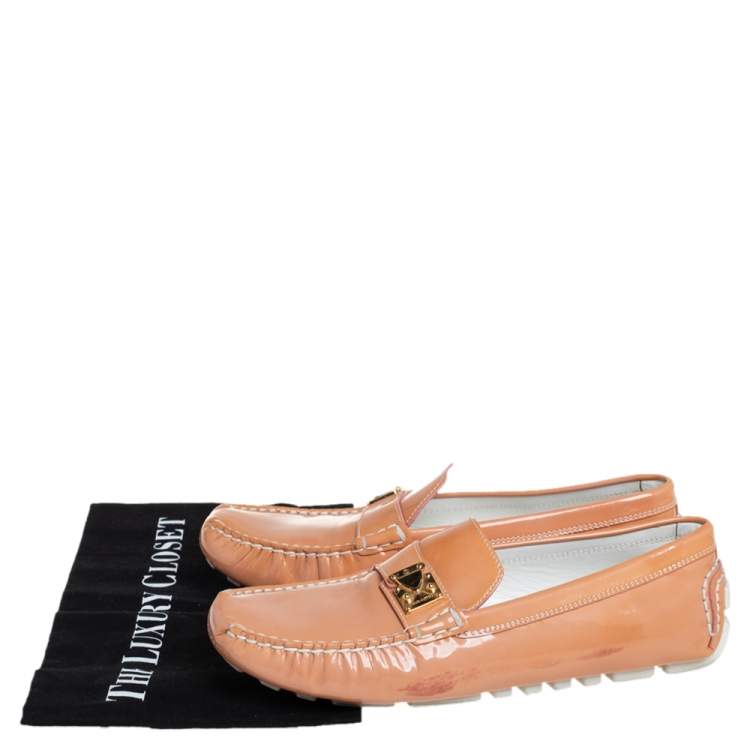 Pre Owned Louis Vuitton Beige Patent Leather Lombok Slip On Loafers Size 40