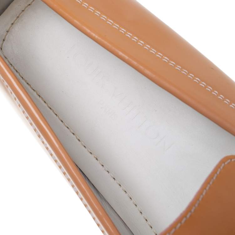 Pre Owned Louis Vuitton Beige Patent Leather Lombok Slip On Loafers Size 40