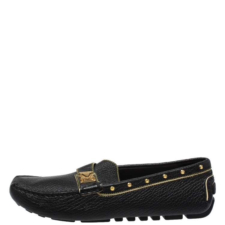 Louis Vuitton Black Leather Lombok Slip on Loafers Size 40.5