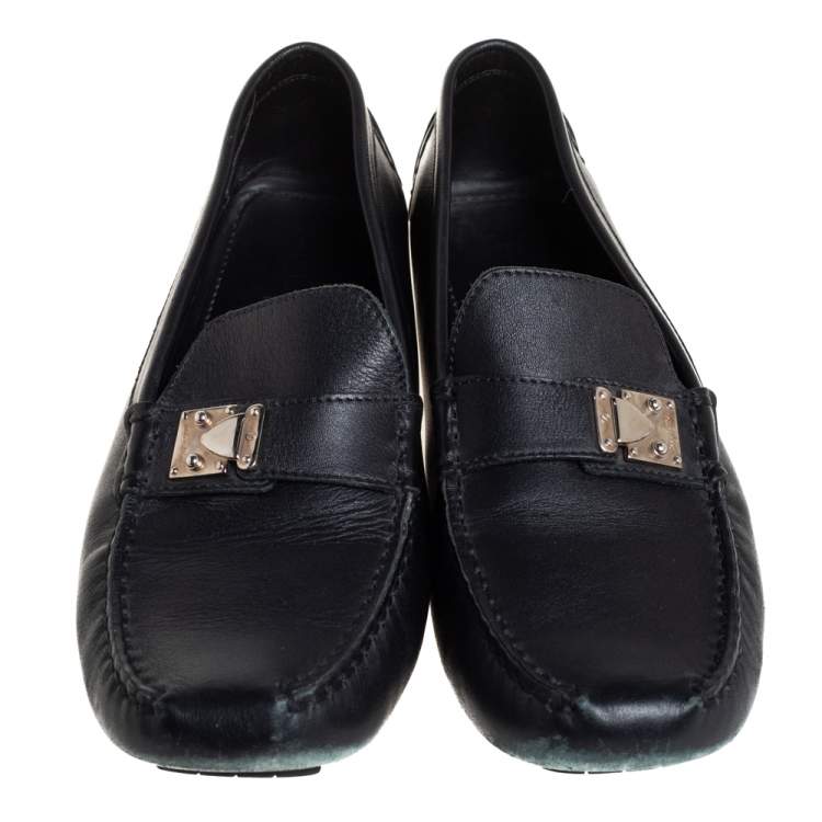 مملوكة مسبقًا Louis Vuitton Black Leather Lombok Slip On Loafers Size 40.5