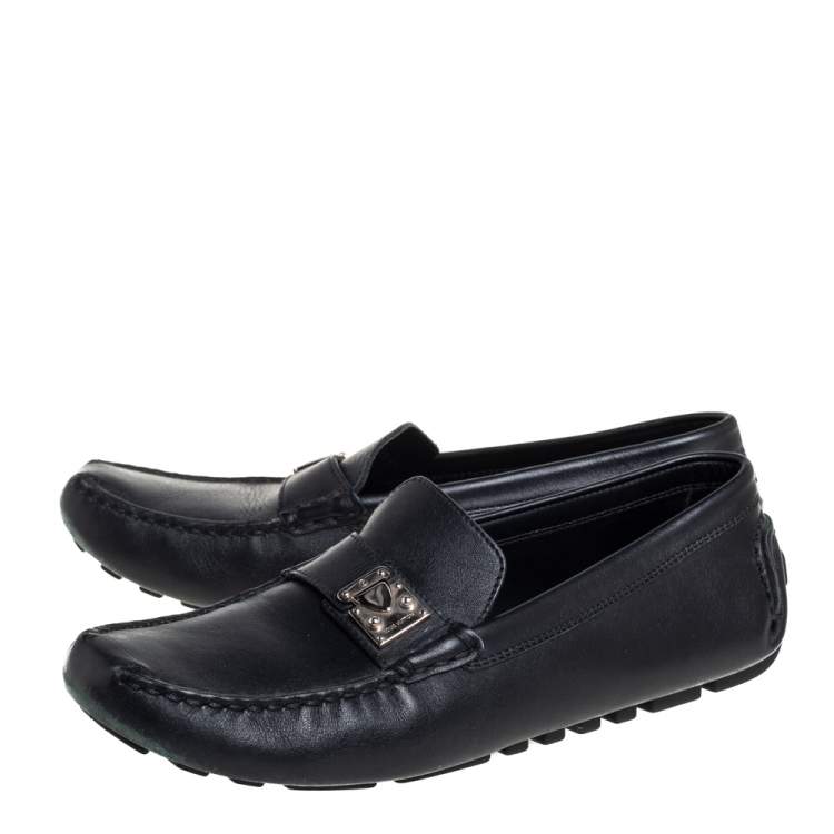 مملوكة مسبقًا Louis Vuitton Black Leather Lombok Slip On Loafers Size 40.5