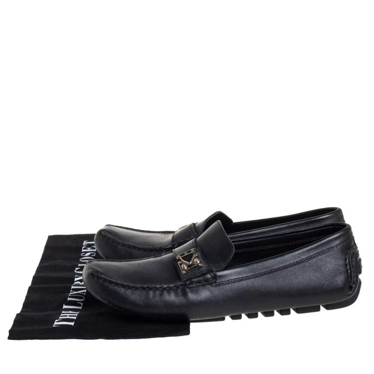 مملوكة مسبقًا Louis Vuitton Black Leather Lombok Slip On Loafers Size 40.5