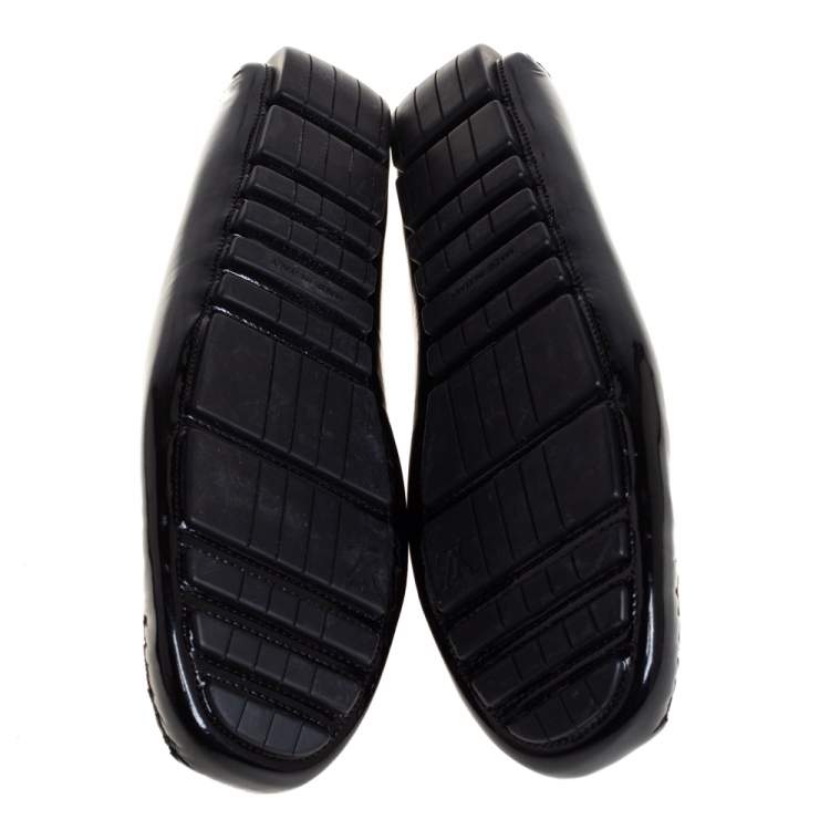 Pre Owned Louis Vuitton Black Patent Leather Lombok Slip On Loafers Size 40.5