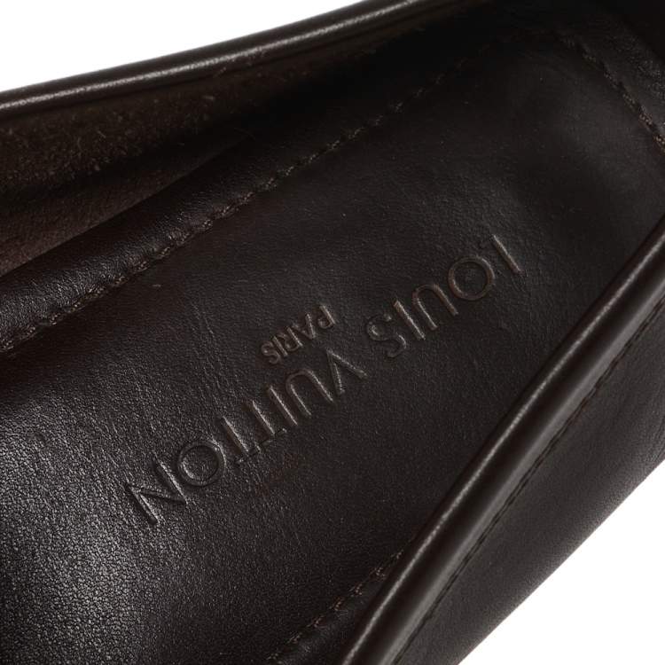 Pre Owned Louis Vuitton Dark Brown Leather Lombok Slip On Loafers Size 41