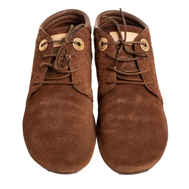 Pre Owned Louis Vuitton Brown Suede Empriente Sneakers Size 36