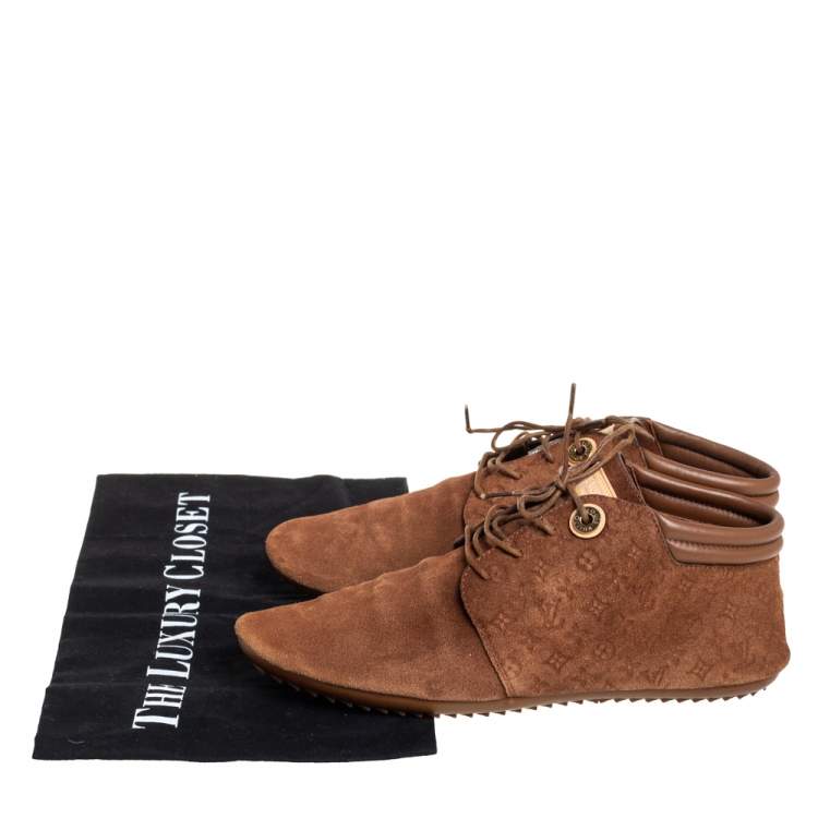 Pre Owned Louis Vuitton Brown Suede Empriente Sneakers Size 36