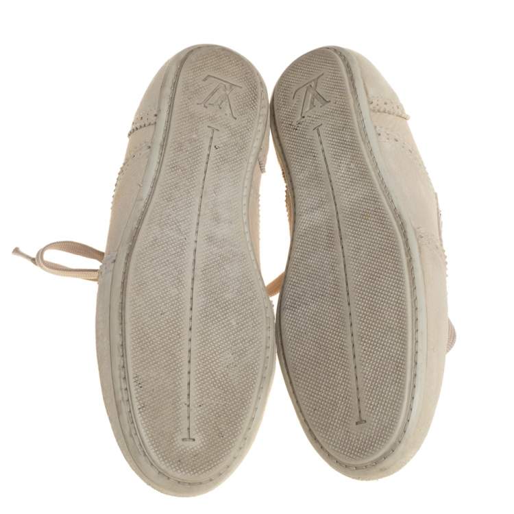 Pre Owned Louis Vuitton Off White Nubuck Leather Lace Up Brogue Sneakers Size 37