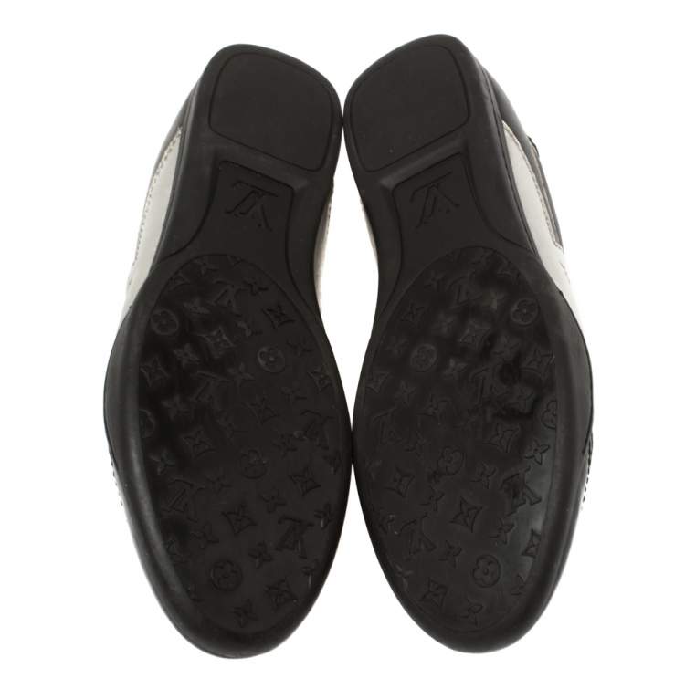 Pre Owned Louis Vuitton Black/Silver Patent Leather And Leather Low Top Lace Up Sneakers Size 39