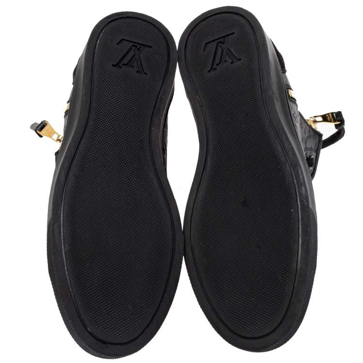 مملوكة مسبقًا Louis Vuitton Black Monogram Embossed Leather Punchy High Top Sneakers Size 35.5