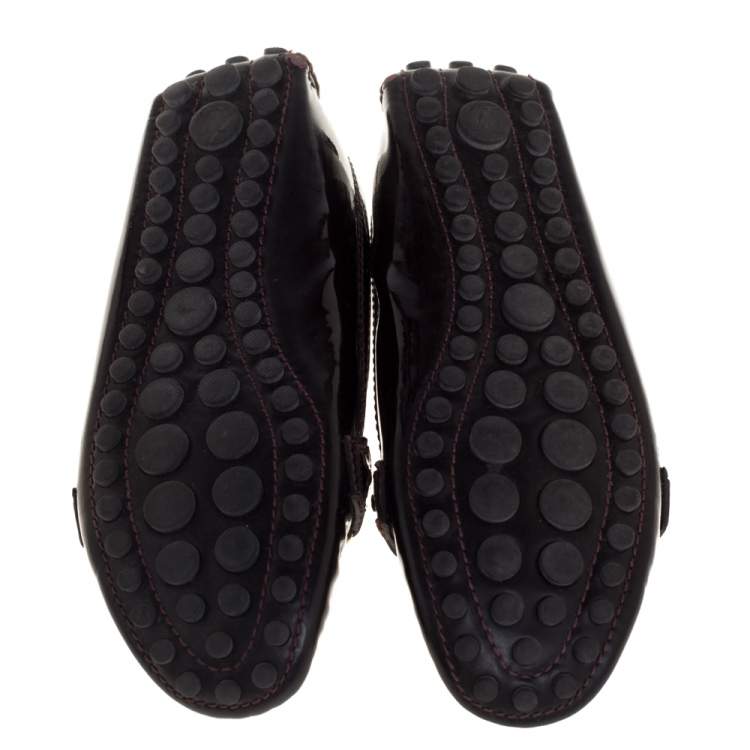 مملوكة مسبقًا Louis Vuitton Burgundy Patent Leather Oxford Slip On Loafers Size 38