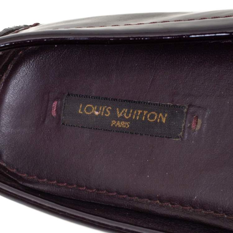 مملوكة مسبقًا Louis Vuitton Burgundy Patent Leather Oxford Slip On Loafers Size 38