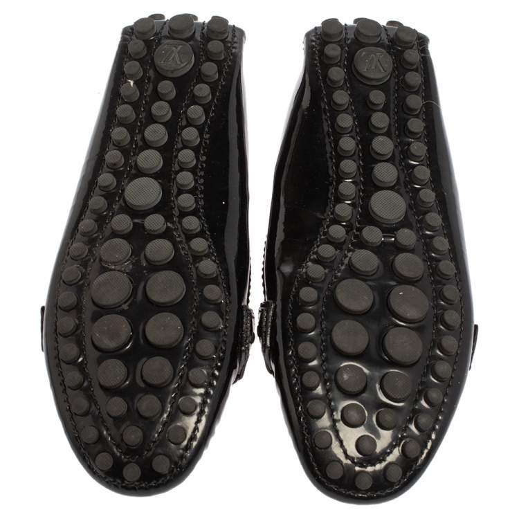 Pre Owned Louis Vuitton Black  Patent Leather Slip On Loafers Size 35