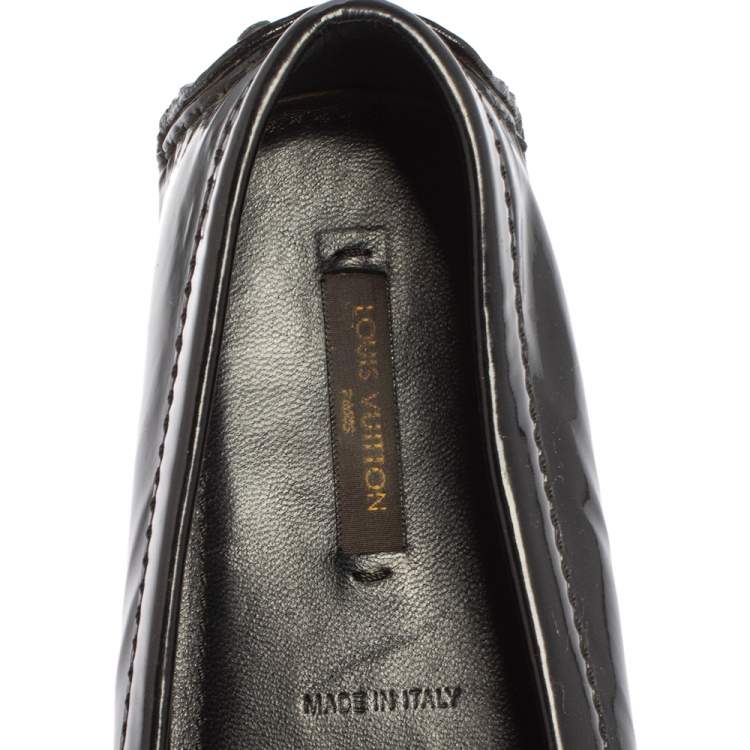 Pre Owned Louis Vuitton Black  Patent Leather Slip On Loafers Size 35