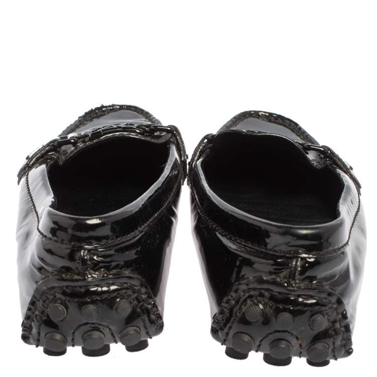 Pre Owned Louis Vuitton Black  Patent Leather Slip On Loafers Size 35