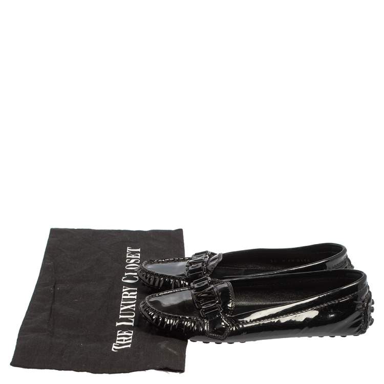 Pre Owned Louis Vuitton Black  Patent Leather Slip On Loafers Size 35
