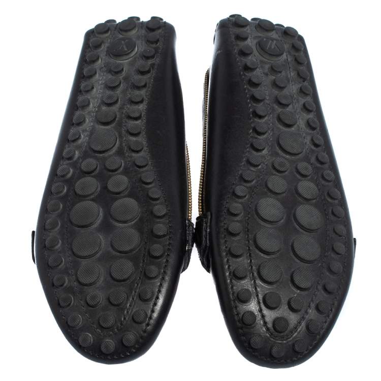 Pre Owned Louis Vuitton Black Leather Oxford Zip Loafers Size 37