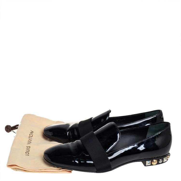 Pre Owned Louis Vuitton Black Patent Leather Smoking Slippers Size 37