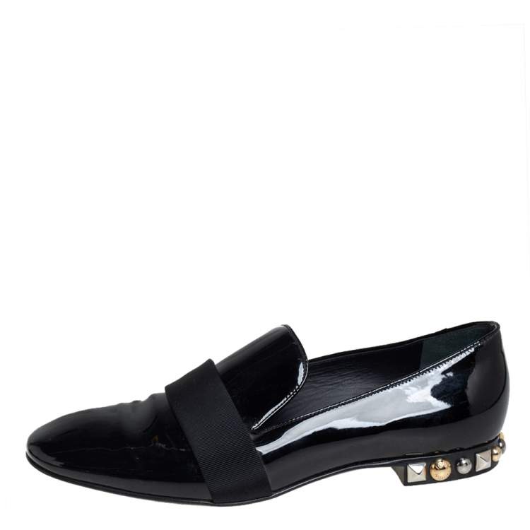 Pre Owned Louis Vuitton Black Patent Leather Smoking Slippers Size 37