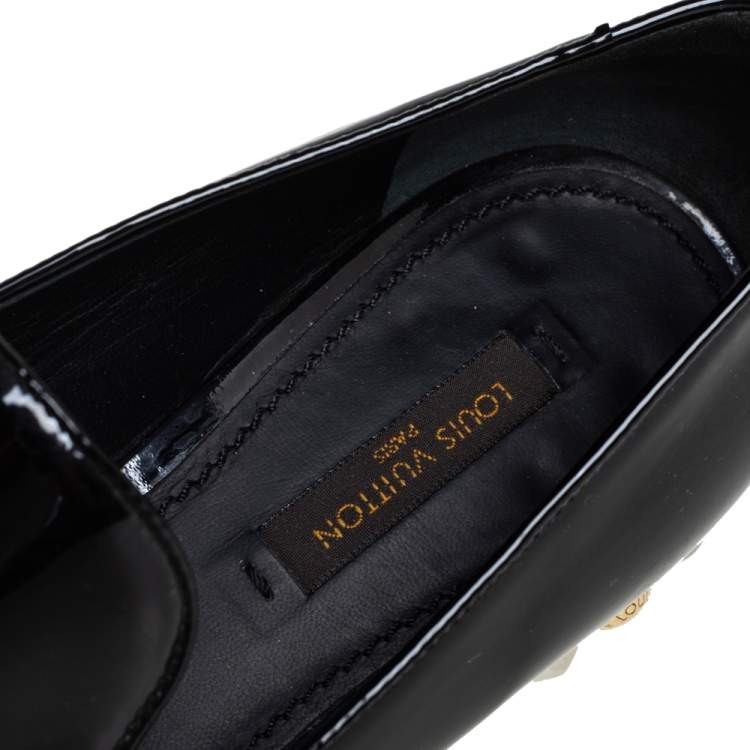 Pre Owned Louis Vuitton Black Patent Leather Smoking Slippers Size 37