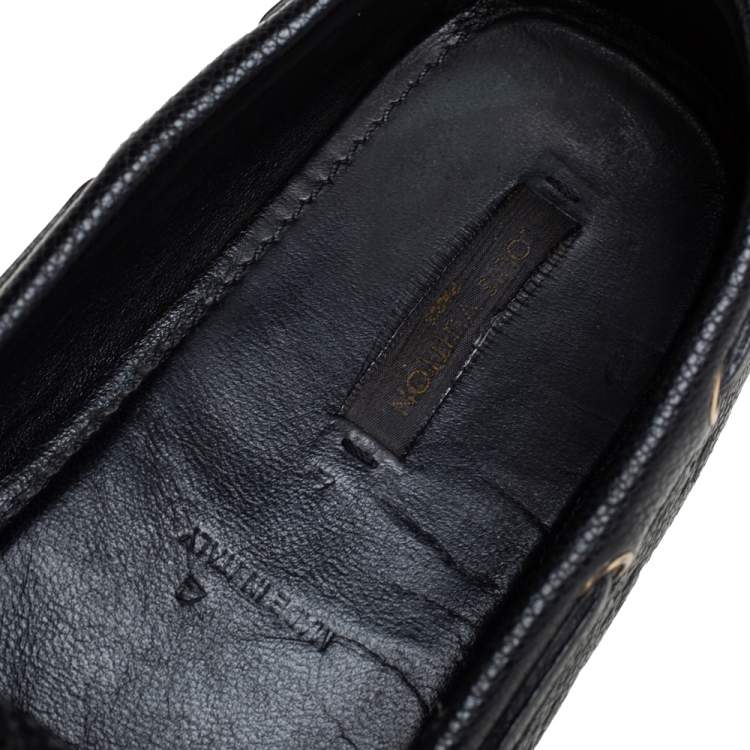 Pre Owned Louis Vuitton Black Monogram Empreinte Leather Gloria Slip On Loafers Size 40