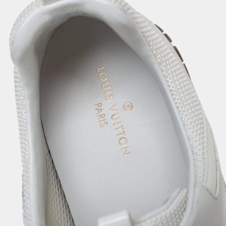 Pre Owned Louis Vuitton White Mesh And Leather Run Away Low Top Sneakers Size 39