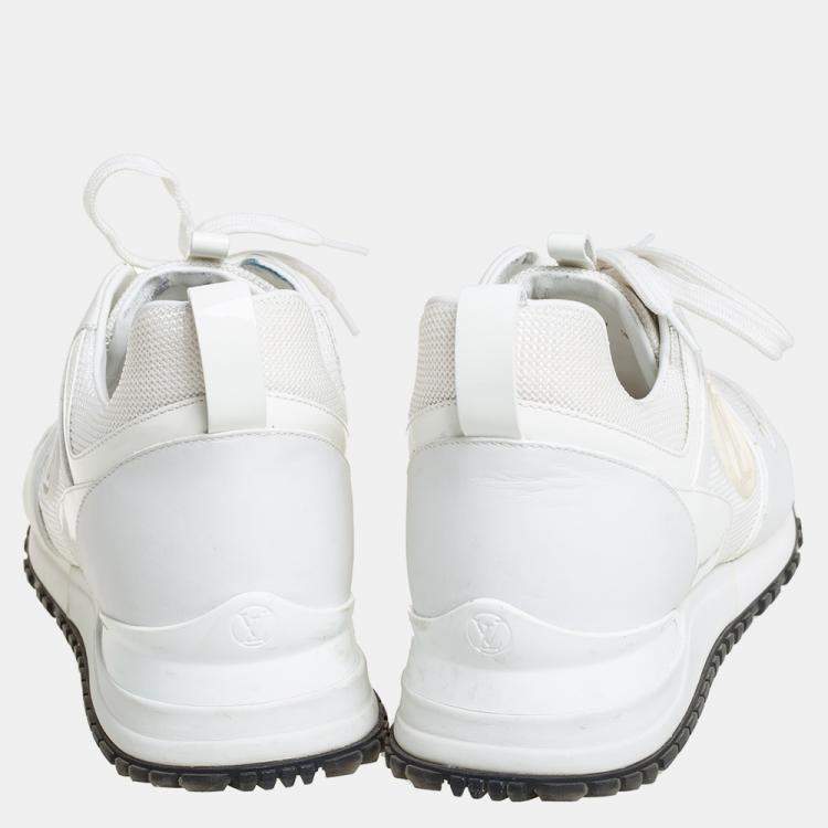 Pre Owned Louis Vuitton White Mesh And Leather Run Away Low Top Sneakers Size 39