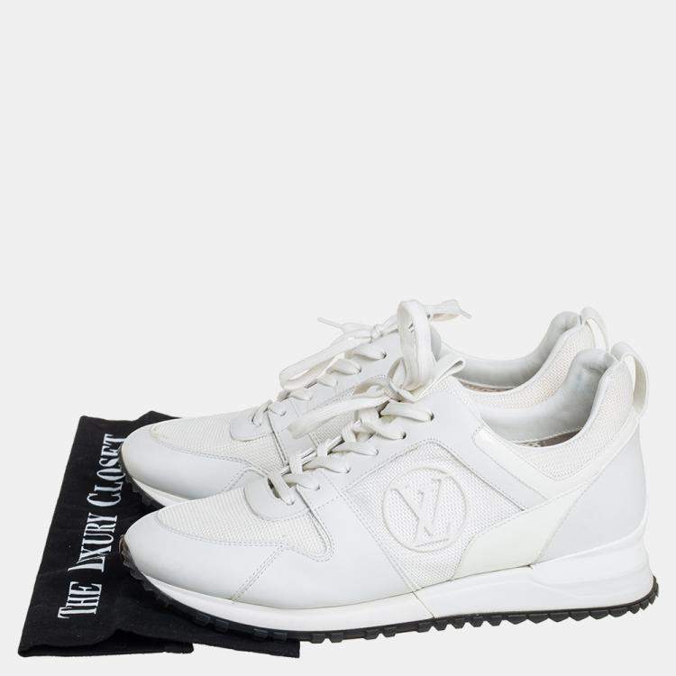 Pre Owned Louis Vuitton White Mesh And Leather Run Away Low Top Sneakers Size 39
