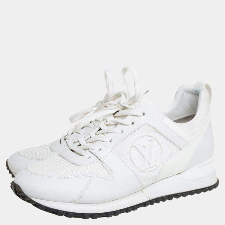 Pre Owned Louis Vuitton White Mesh And Leather Run Away Low Top Sneakers Size 39