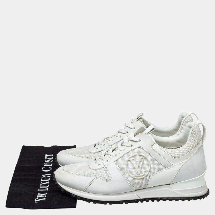Pre Owned Louis Vuitton White Mesh And Leather Run Away Low Top Sneakers Size 38.5