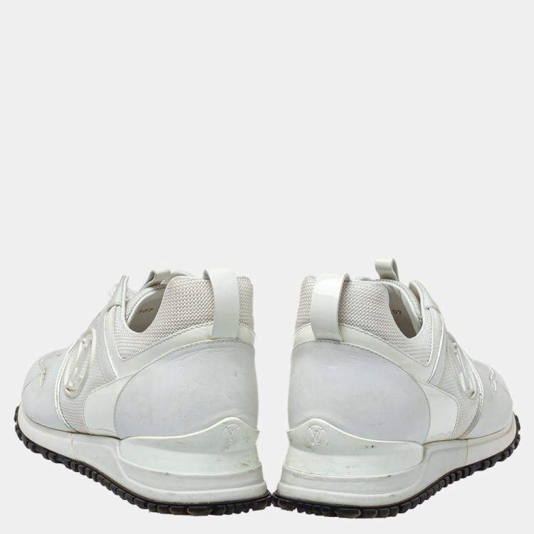 Pre Owned Louis Vuitton White Mesh And Leather Run Away Low Top Sneakers Size 38.5