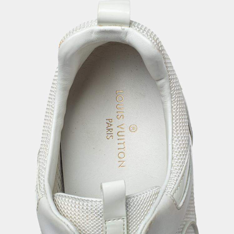 Pre Owned Louis Vuitton White Mesh And Leather Run Away Low Top Sneakers Size 38.5