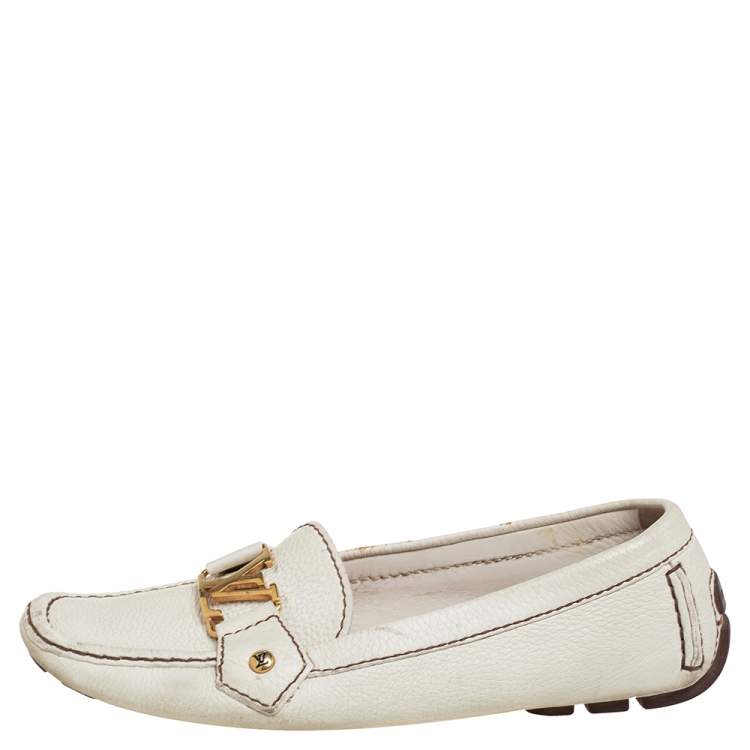 Louis Vuitton Off White Leather Monte Carlo Loafers Size 37