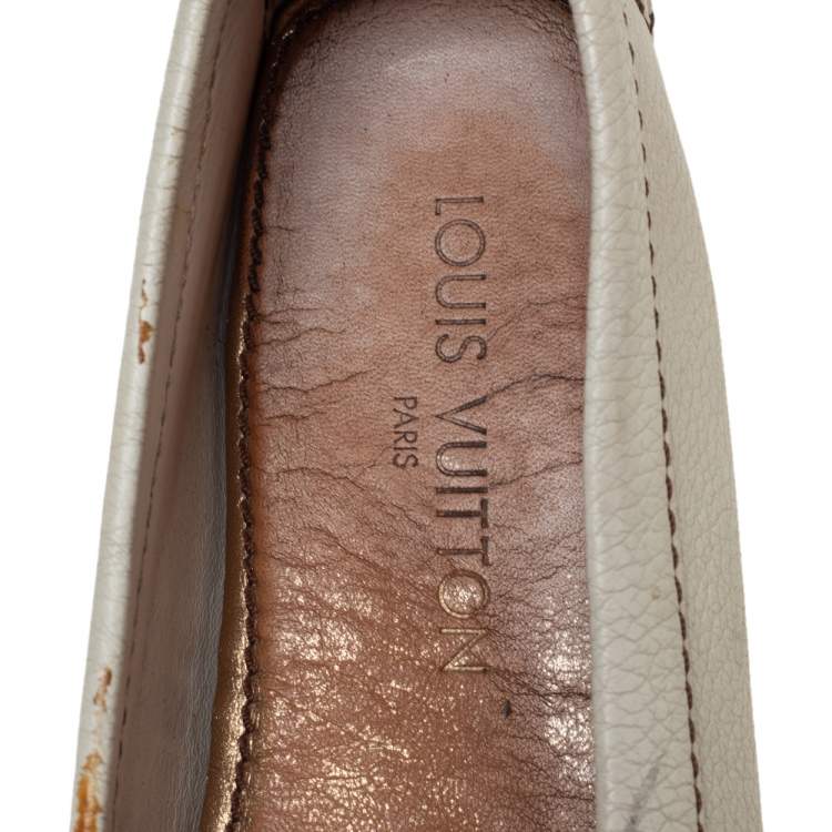 Pre Owned Louis Vuitton Off White Leather Monte Carlo Loafers Size 37