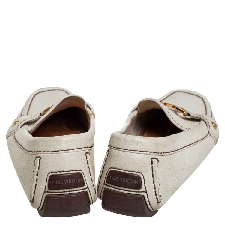 Pre Owned Louis Vuitton Off White Leather Monte Carlo Loafers Size 37