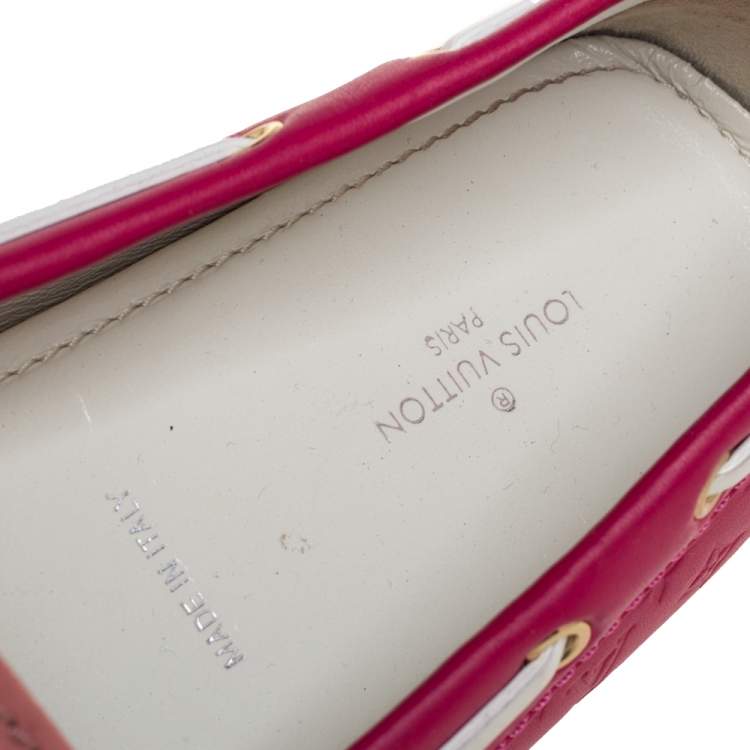 Pre Owned Louis Vuitton Pink Leather Gloria Loafers Size 38