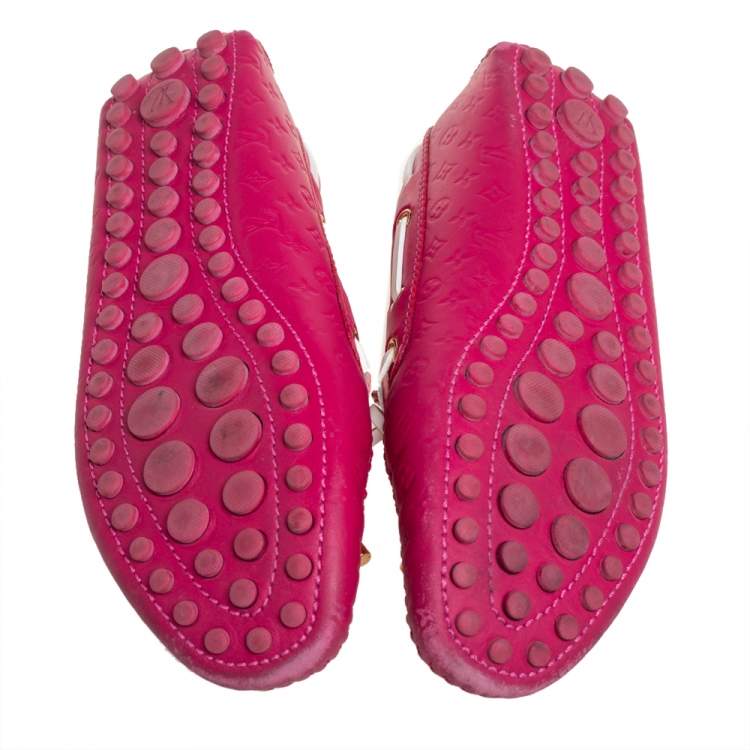 Pre Owned Louis Vuitton Pink Leather Gloria Loafers Size 38