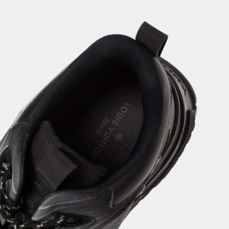 Pre Owned Louis Vuitton Black/Grey Leather And Mesh Run Away Pulse Low Top Sneakers Size 35