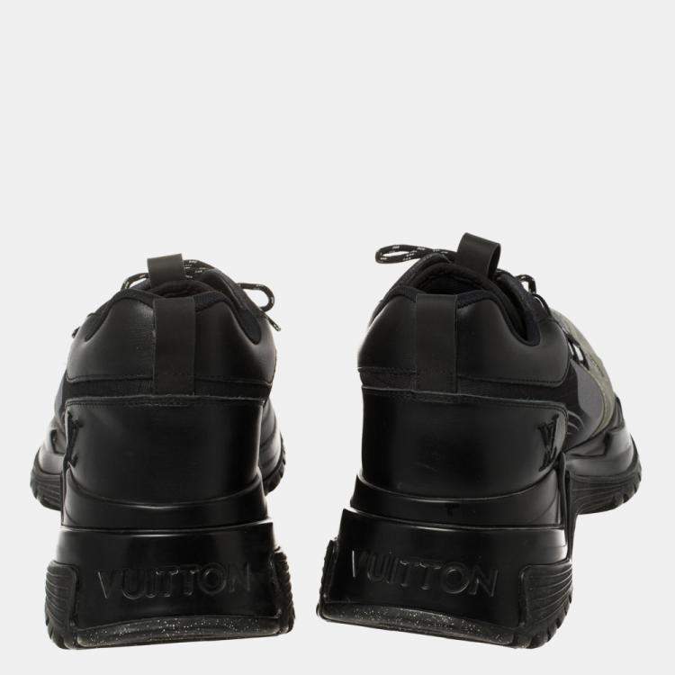 Pre Owned Louis Vuitton Black/Grey Leather And Mesh Run Away Pulse Low Top Sneakers Size 35