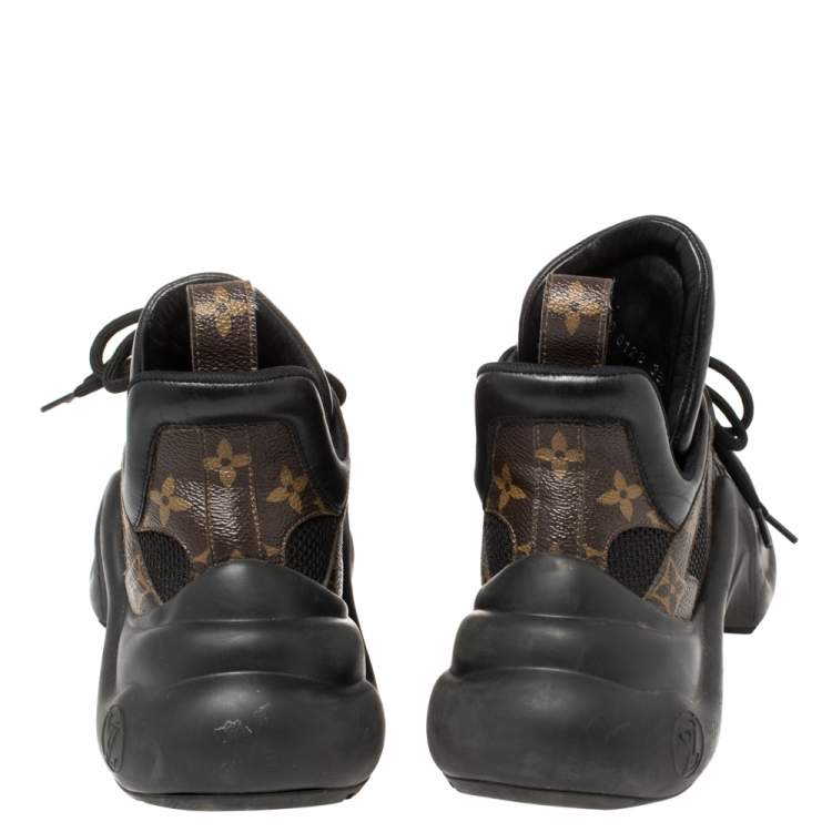 Pre Owned Louis Vuitton Black Monogram Canvas And Mesh LV Archlight Sneakers Size 38.5