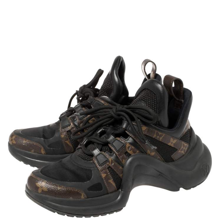 Pre Owned Louis Vuitton Black Monogram Canvas And Mesh LV Archlight Sneakers Size 38.5