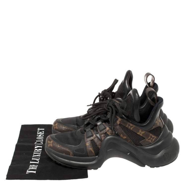 Pre Owned Louis Vuitton Black Monogram Canvas And Mesh LV Archlight Sneakers Size 38.5