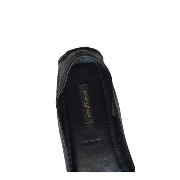 Pre Owned Louis Vuitton Gold Logo Leather Ballet Flats Size EU 38.5