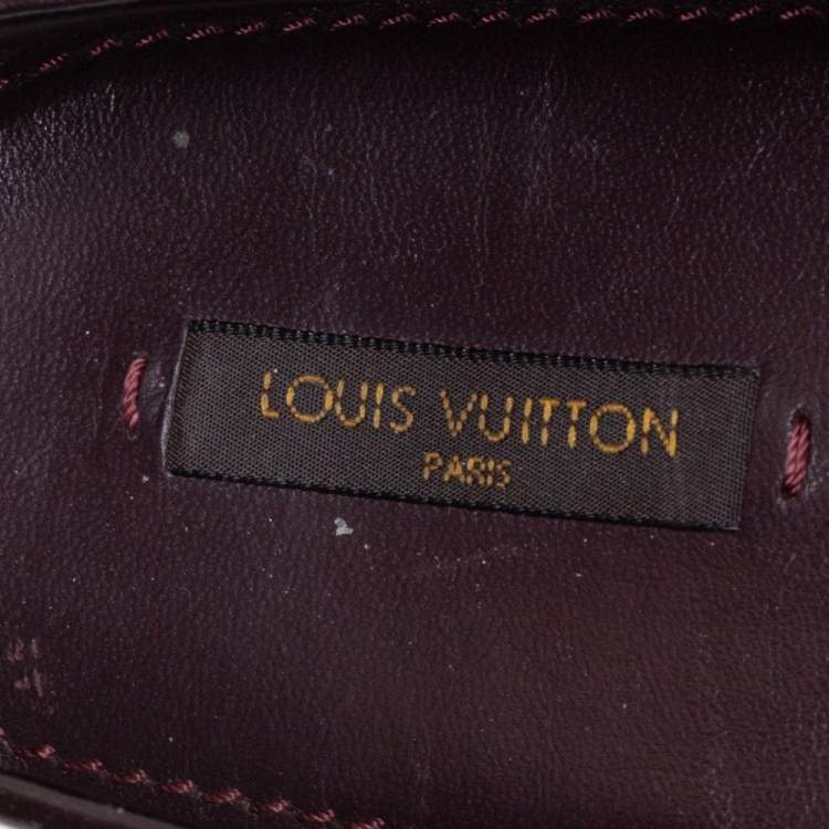 Pre Owned Louis Vuitton Burgundy Patent Leather Oxford Loafers Size 37.5